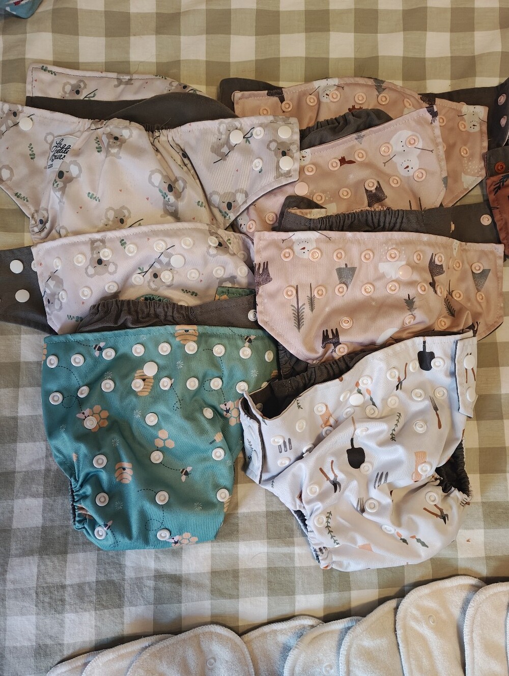 Reusable Kids Cloth Diaper Cover - Teal, Pink, Black, Brown & White Prints